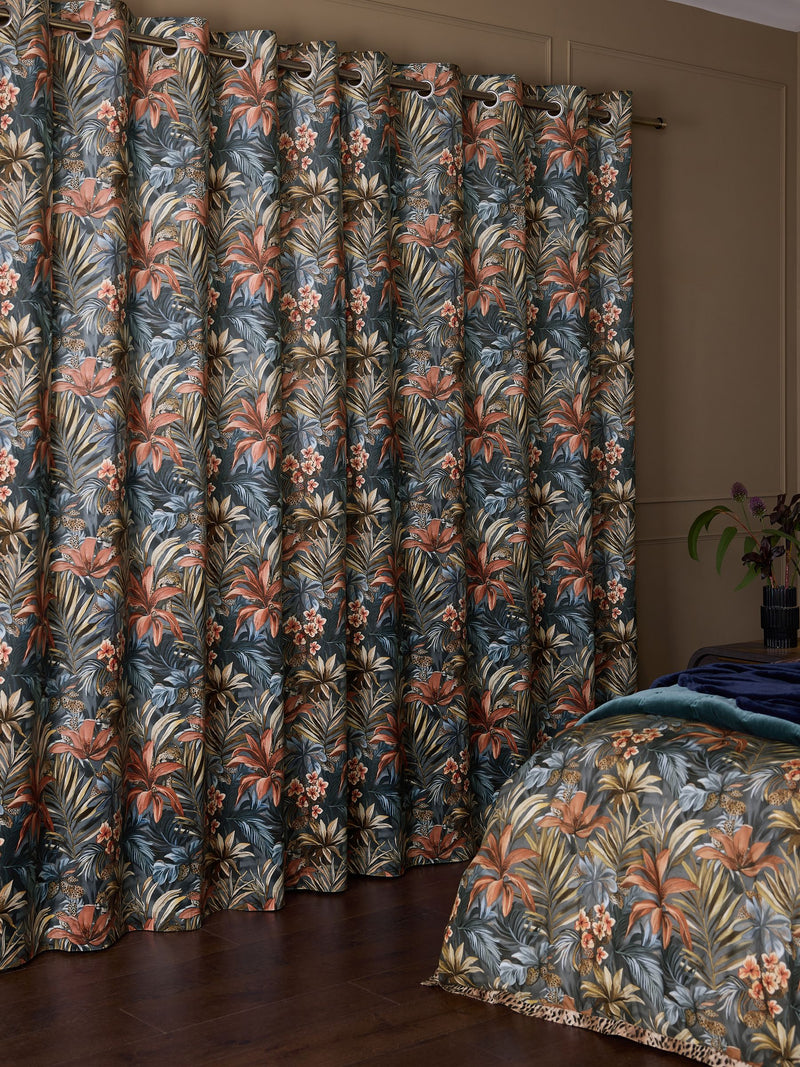 Velvet leopard print eyelet lined curtains, imported from the UK