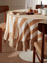 Next Secret Linen Store Amber Wide Stripe Round Linen Tablecloth 180cm- Buy online at McGrocer