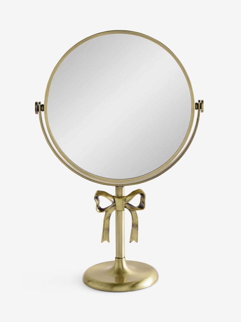 Gold bow dressing table mirror with 5x magnification 31.5cm (British brand)