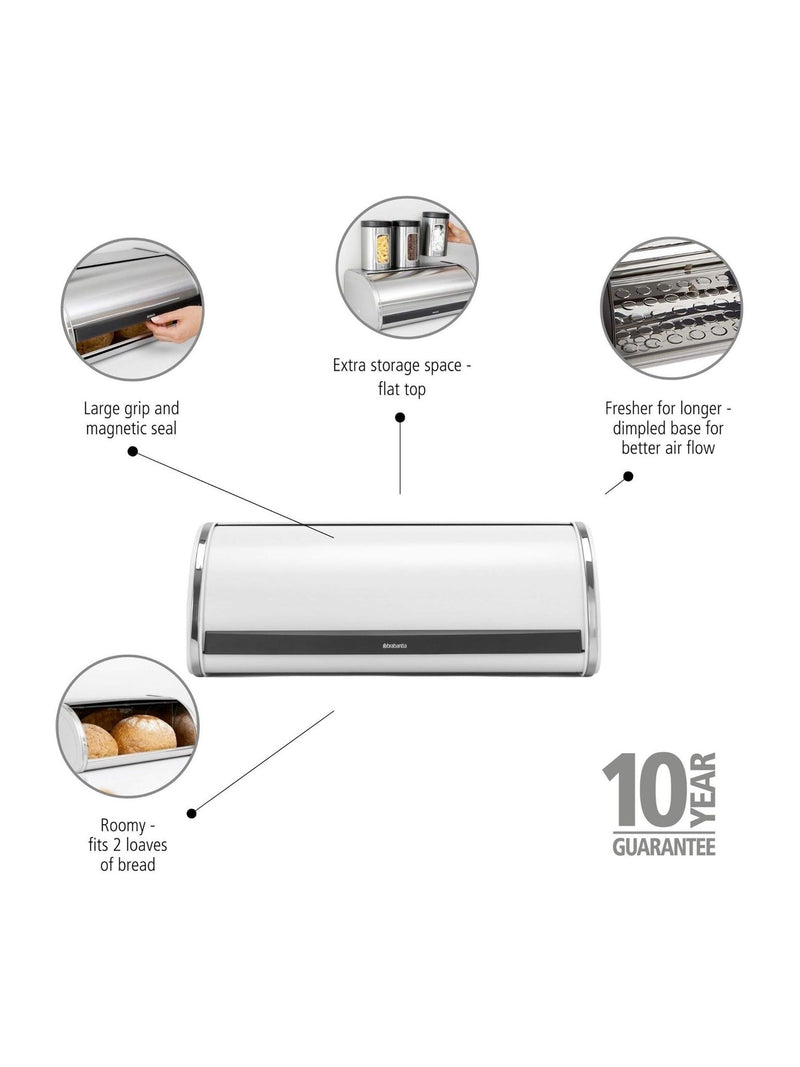 Brabantia white roll top bread bin - British product