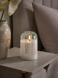 Iridescent Glass Ribbed LED 1 Wick Unscented Pillar Candle