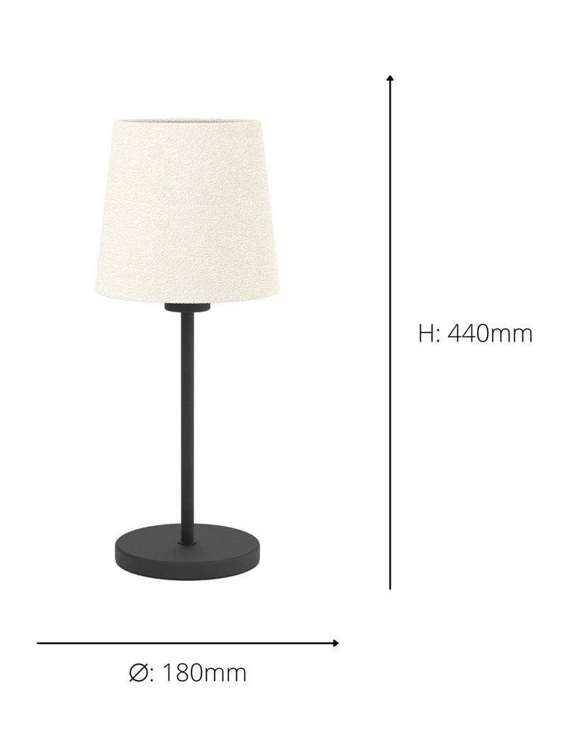Eglo table lamp black base white shade 44cm (British brand)