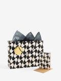 Geometric birthday gift bag set blue white 28cm (British brand)
