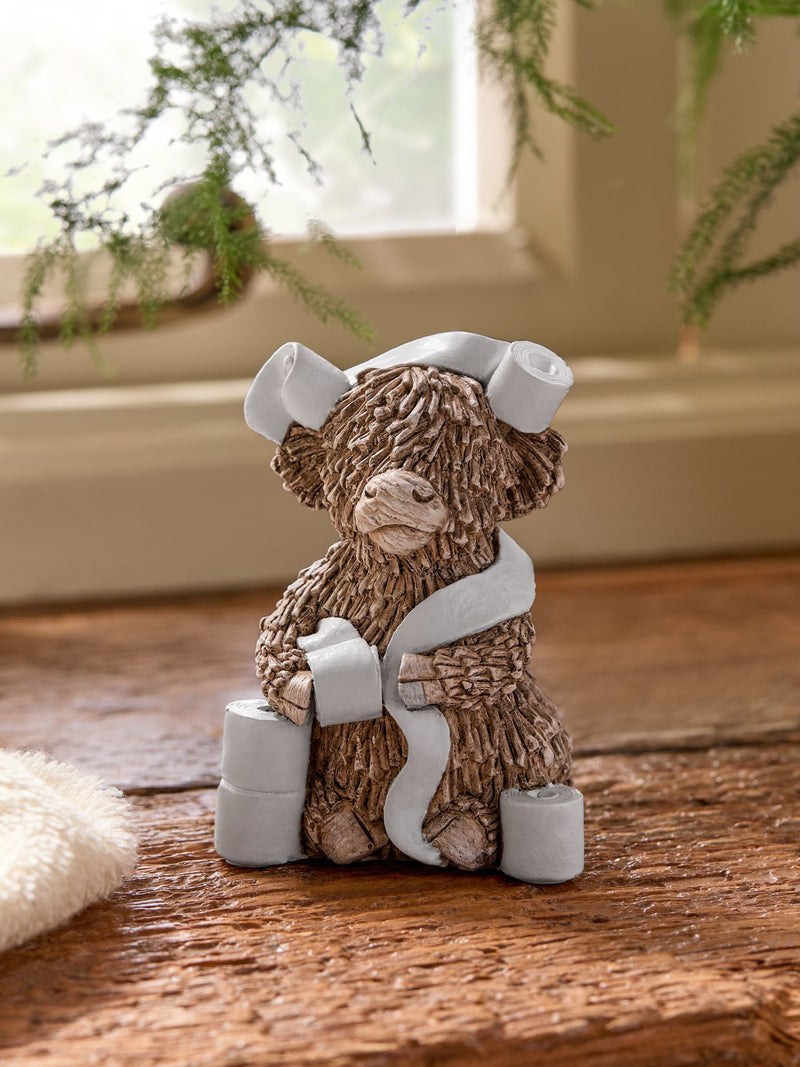 Highland Cow toilet roll holder ornament - British product