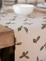 Next Sophie Allport Natural Holly & Berry Festive Fabric Table Runner 280cm x 35cm- Buy online at McGrocer