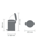 Brabantia Pedal Bin Mineral Concrete Grey 3L - British product
