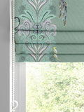 Sara Miller Roman blind sage green peacock filigree 1500x1400mm, imported from the UK