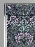 Sara Miller faux silk roman blind petrol blue peacock filigree (British brand)