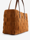 Dragon Diffusion suede tote bag with basket-weave design, imported from the UK