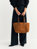 Dragon Diffusion suede tote bag with basket-weave design, imported from the UK