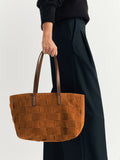 Dragon Diffusion suede tote bag with basket-weave design, imported from the UK