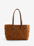 Dragon Diffusion suede tote bag with basket-weave design, imported from the UK