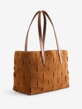 Dragon Diffusion suede tote bag with basket-weave design, imported from the UK