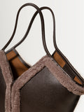 Hereu brown Calella curly shearling trim tote bag (British brand)