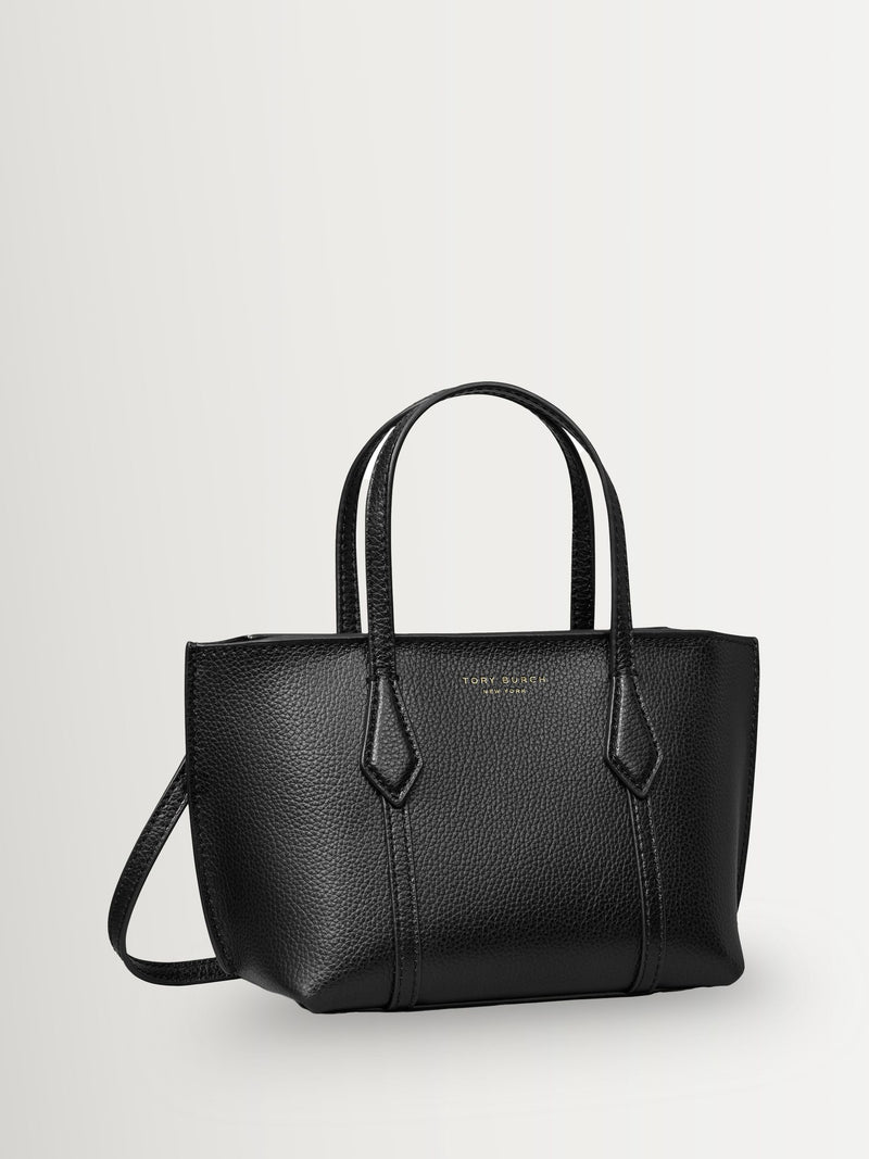 Tory Burch Perry Mini Tote black leather, imported from the UK