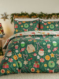 Duvet cover set with Emerald Christmas Festive Treats design - British product