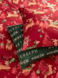 Red Christmas Sleigh Team duvet cover set - British product