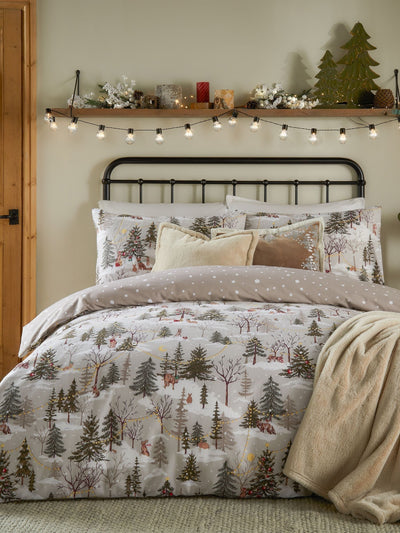 Next Furn Natural Christmas Brushed Cotton Forest Festivities Duvet Cover and Pillowcase Set- Buy online at McGrocer