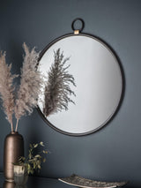 Next Gallery Home Black Baystone Round Hanging Mirror 70cm x 61cm x 2cm- Buy online at McGrocer