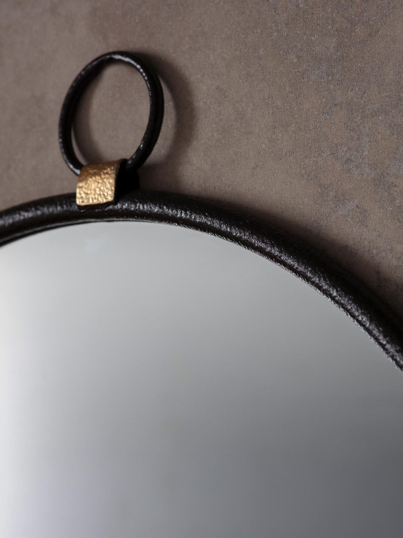 Gallery Home Black Baystone Round Mirror 70cm x 61cm x 2cm, UK version