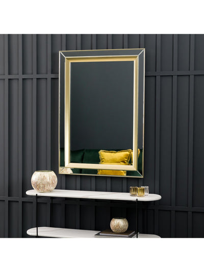Next Gallery Home Gold Phantine Rectangle Mirror Wall Light 109.5cm x 79cm- Buy online at McGrocer