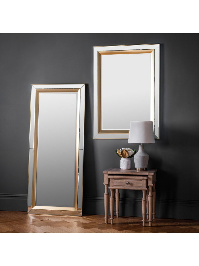 Gallery Home gold Phantine rectangle mirror wall light 109.5cm x 79cm, UK version