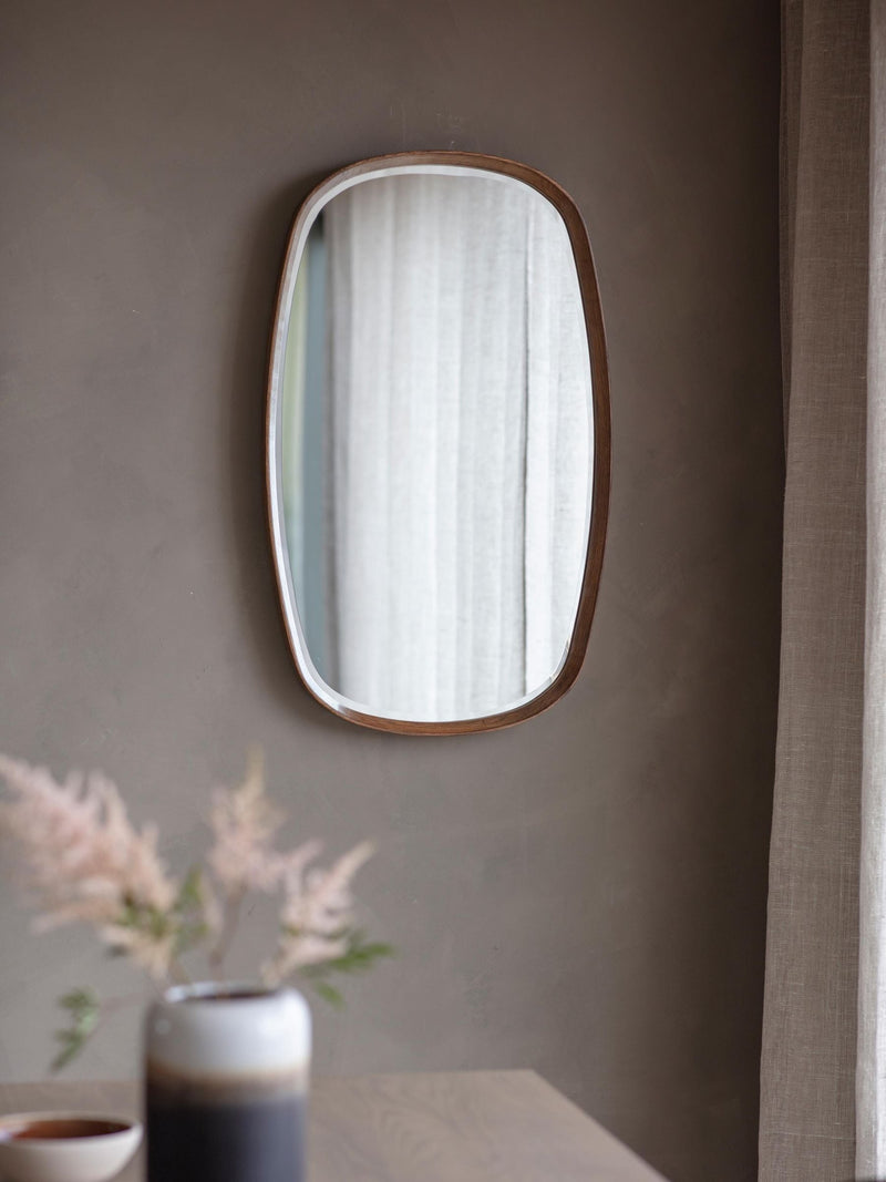 Gallery Home dark wood walnut mirror 90cm x 55cm, UK version