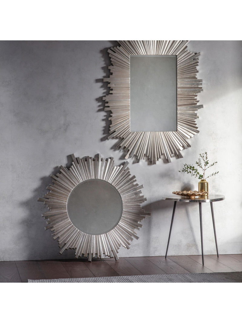 Gallery Home silver Herzston round mirror 100cm diameter, UK version