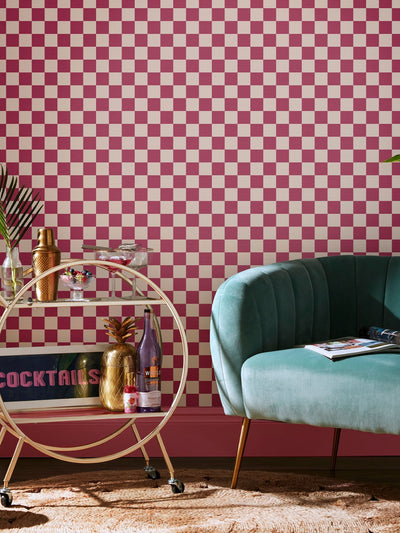 Next Graham & Brown Check Me Out Raspberry Envy A4 Wallpaper Sample- Buy online at McGrocer