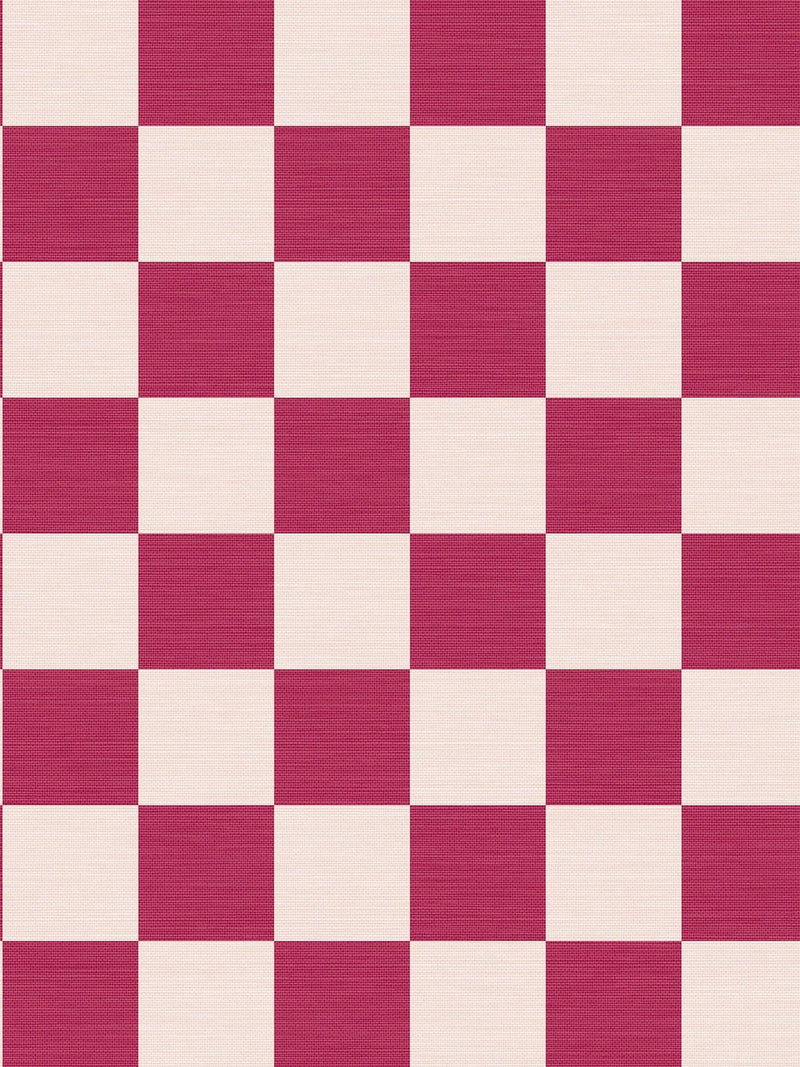 Graham & Brown Raspberry Envy Check Me Out wallpaper sample A4, UK version