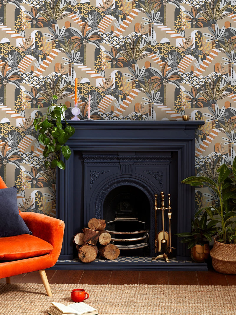 Graham & Brown Ochre Envy Vacay wallpaper sample A4, UK version
