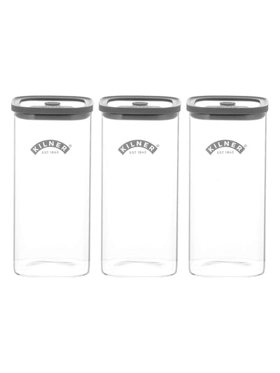 Kilner Fresh Oppbevaringsglass Firkantet Glassbeholder Sett 1,5 liter 3-pakning