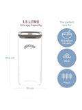 Kilner Fresh Storage Jars Square Glass 1.5 Litre 3 Pack, UK version