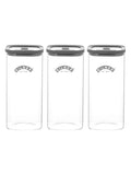 Kilner Fresh Storage Jars Square Glass 1.5 Litre 3 Pack, UK version