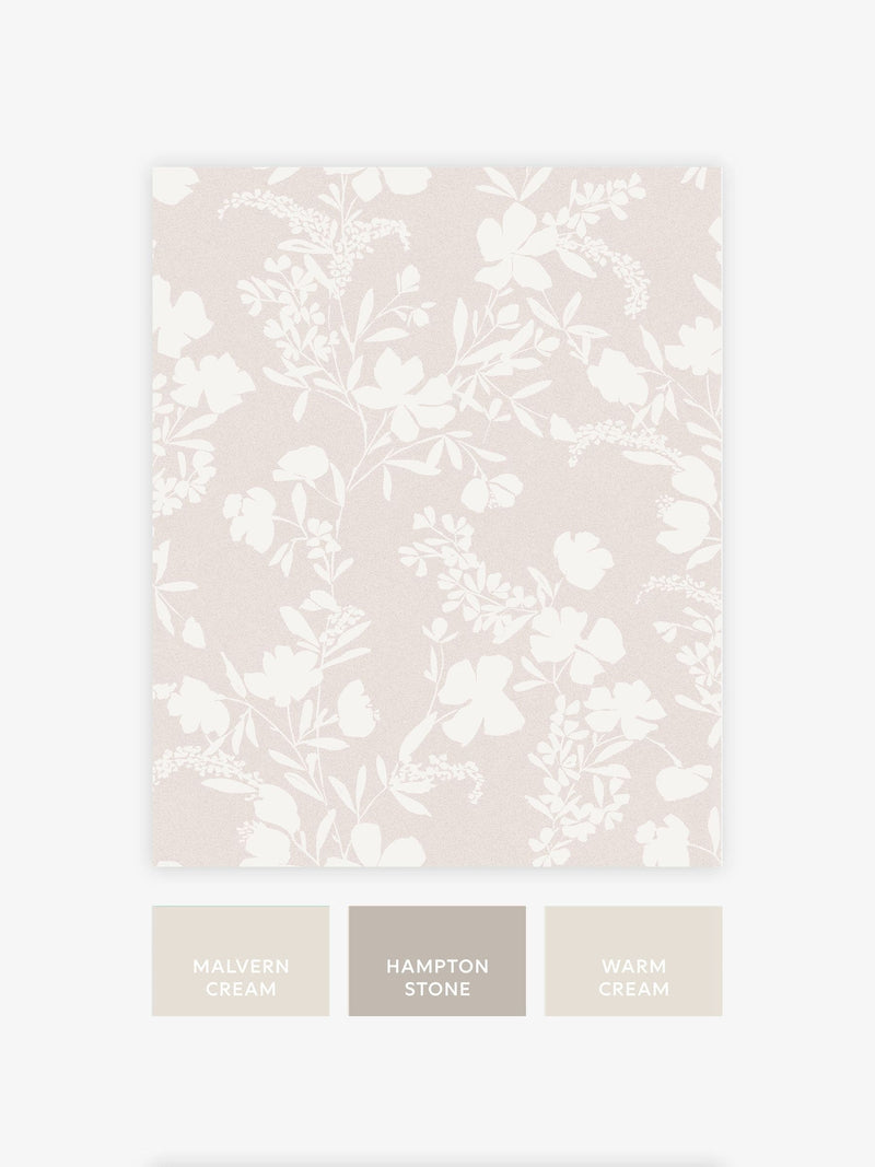 Neutral Silhouette Floral wallpaper sample A4, imported from the UK