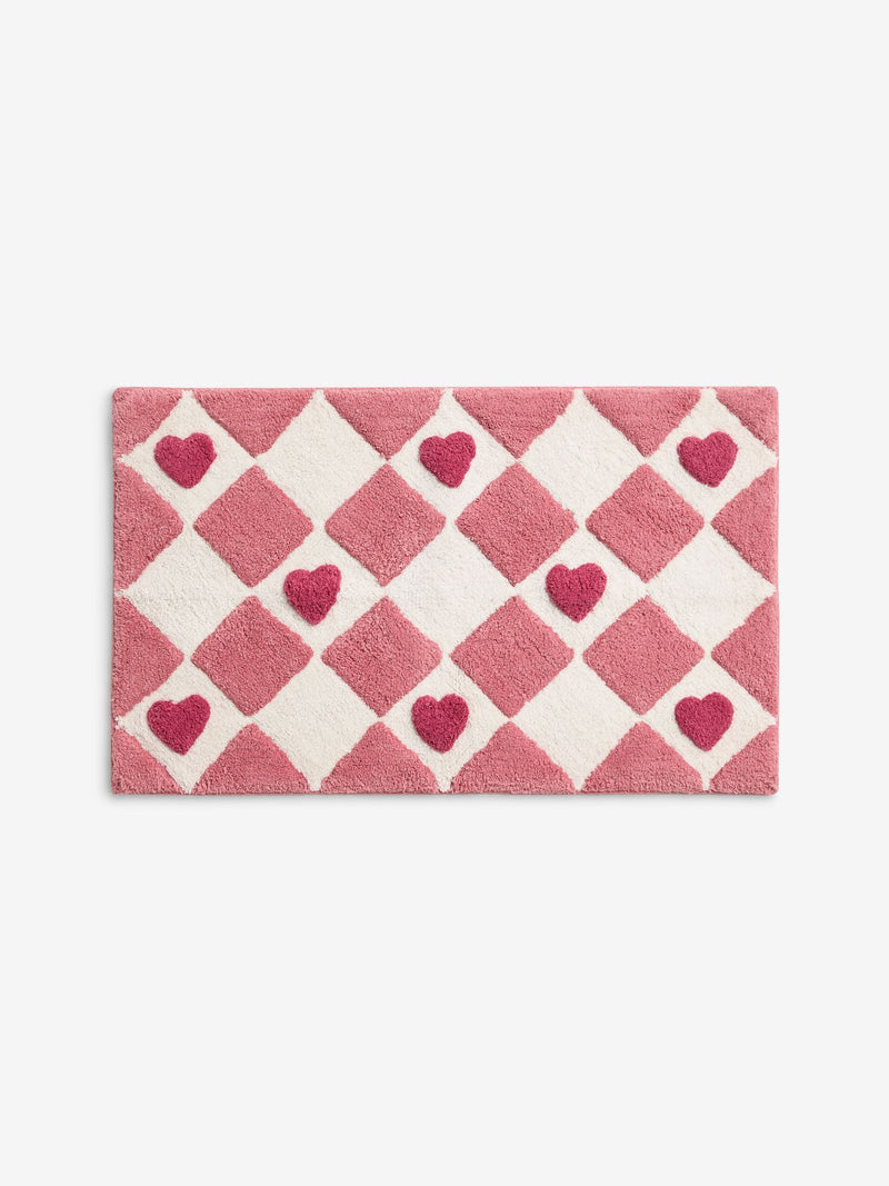 Pink Heart Bath Mat 100% cotton 50x80cm, imported from the UK