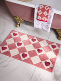 Pink Heart Bath Mat 100% cotton 50x80cm, imported from the UK