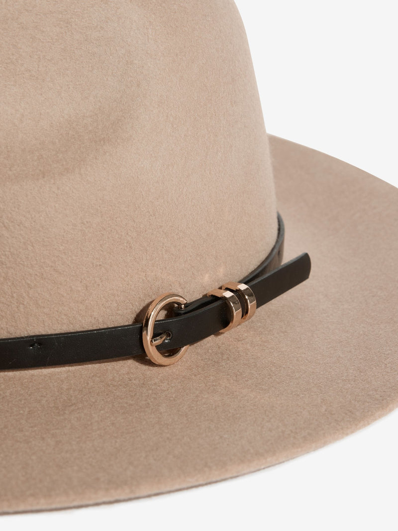 Lipsy neutral wool fedora hat with belt trim (British brand)