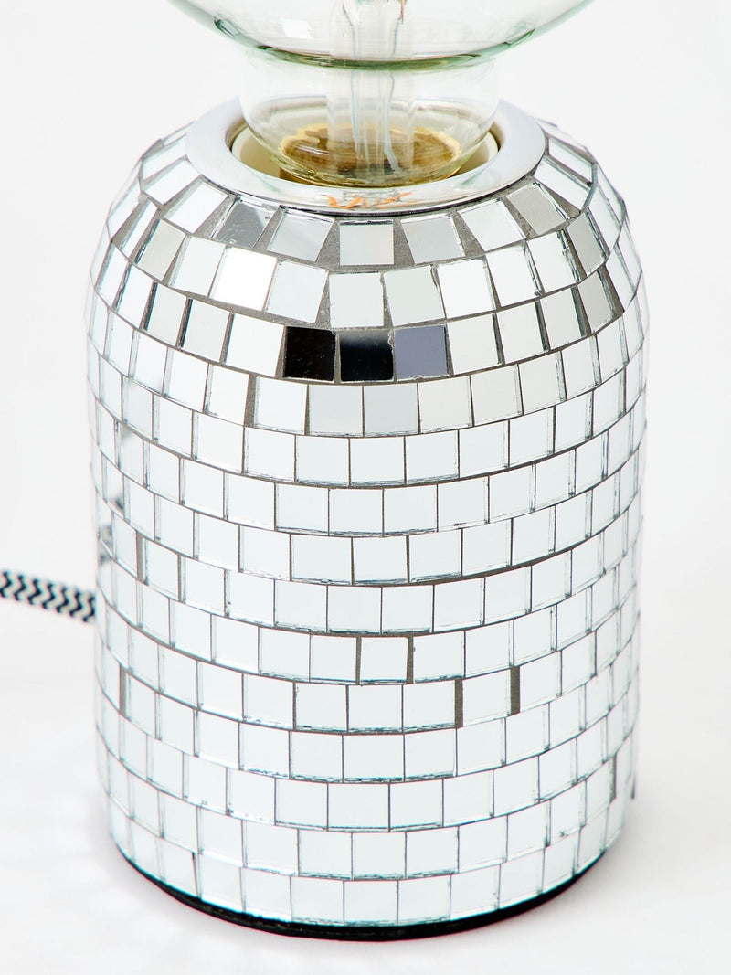 Oliver Bonas silver disco Vico desk lamp base 11cm (British brand)
