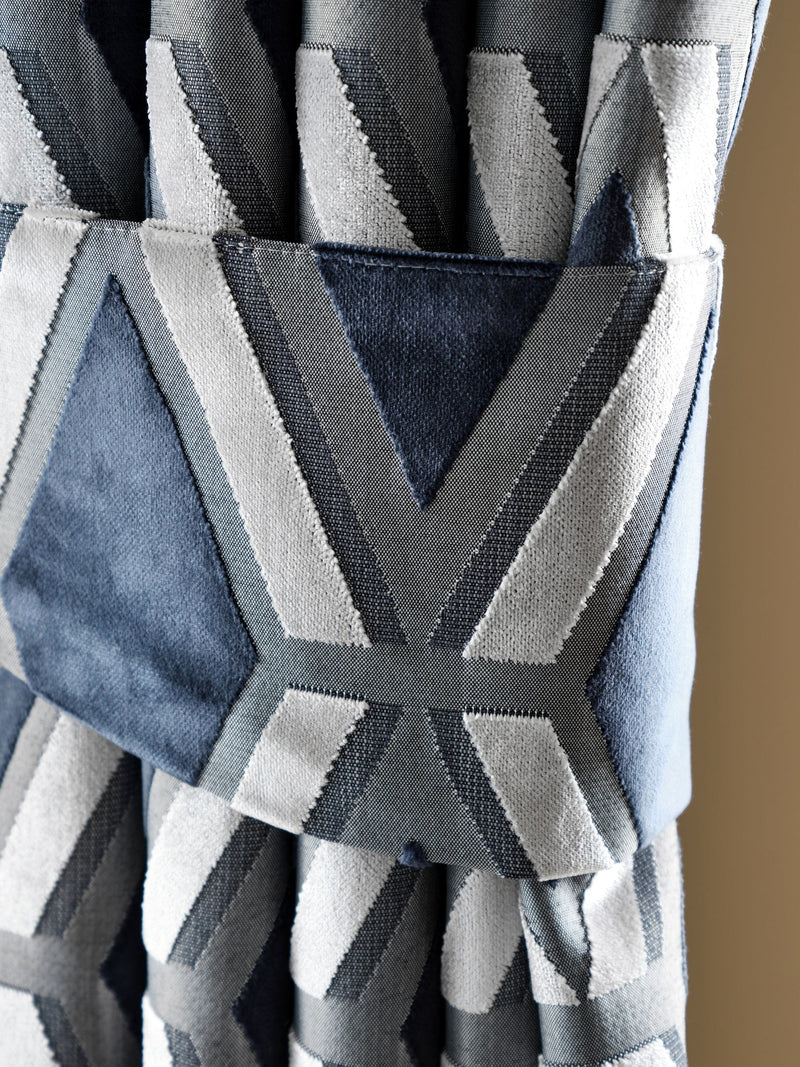 Collection Luxe Navy Blue cut velvet tiebacks 71cm (British brand)