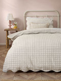 Furn Natural Scalloped Edge Gingham Duvet Cover Set - British product