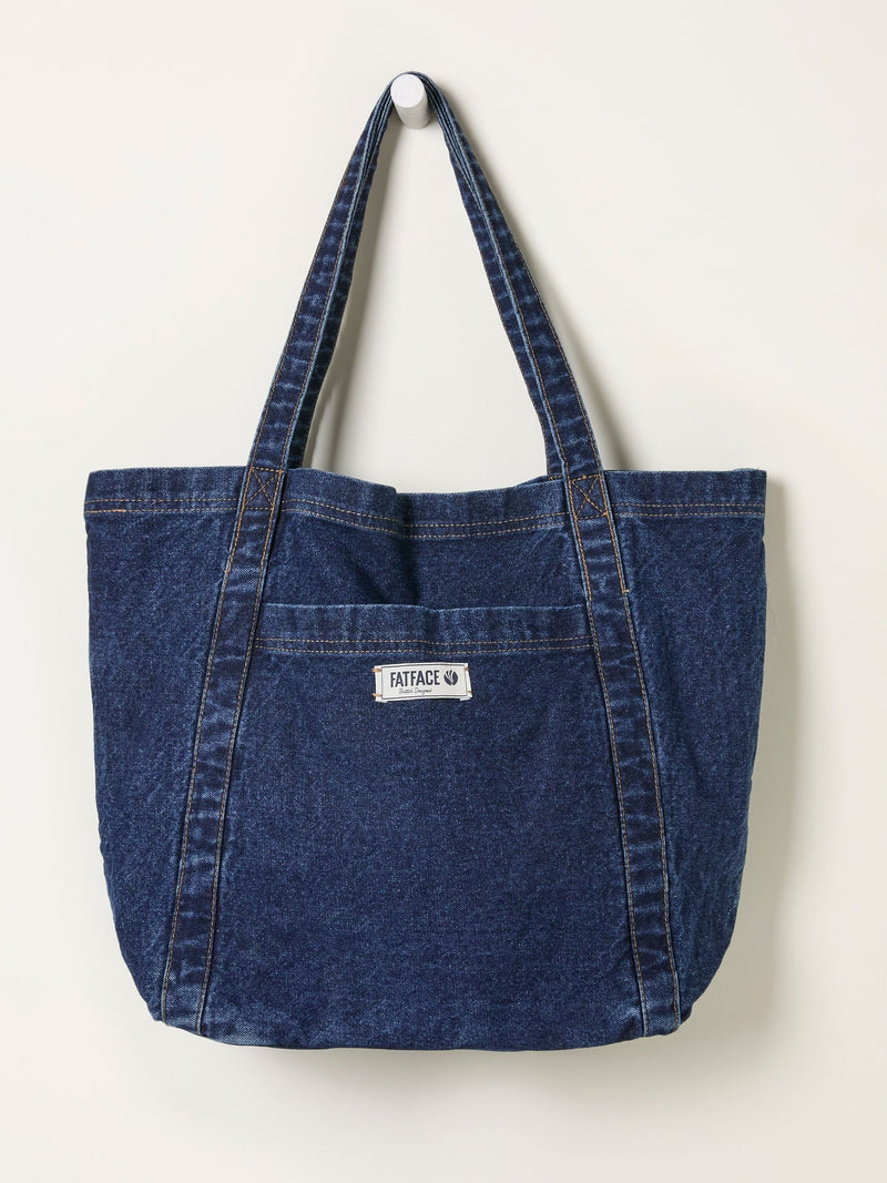 FatFace Astrid dark blue denim-inspired cotton tote bag - British product