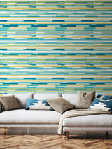 Next Hoopla Walls Teal Blue Horizontal Stripe Wallpaper 10m- Buy online at McGrocer
