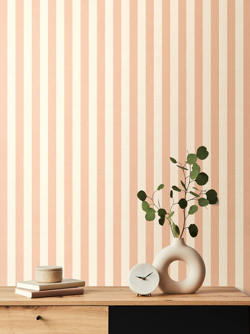 Hoopla Walls Peach Shadow Stripe wallpaper 10m (British brand)