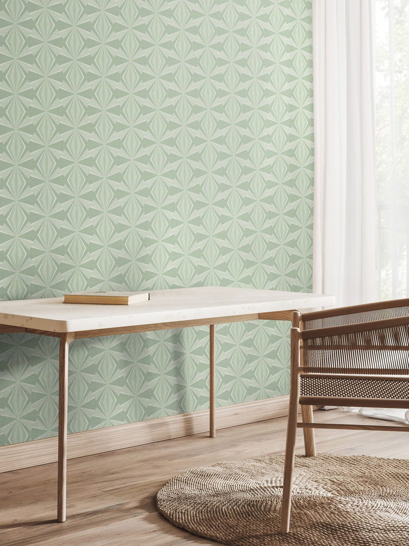 Hoopla Walls Mint Green Sunray Diamond wallpaper 10m - British product