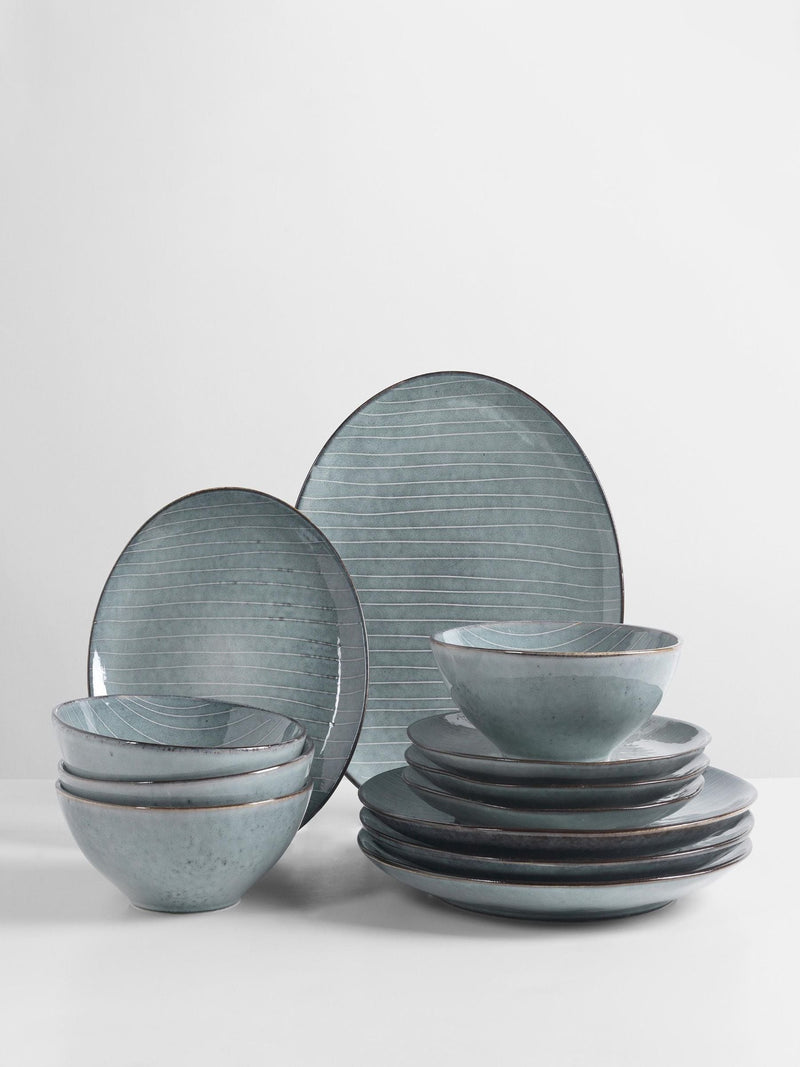 Broste Copenhagen Soft Blue Dinner Set for Four - British product