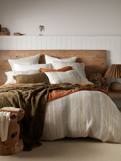 Next Secret Linen Store Natural Sophie Stripe 100% Linen Duvet Cover- Buy online at McGrocer
