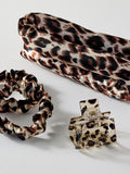 4-piece heatless curler set in leopard print, imported from the UK