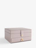Lilac faux leather jewellery box, imported from the UK