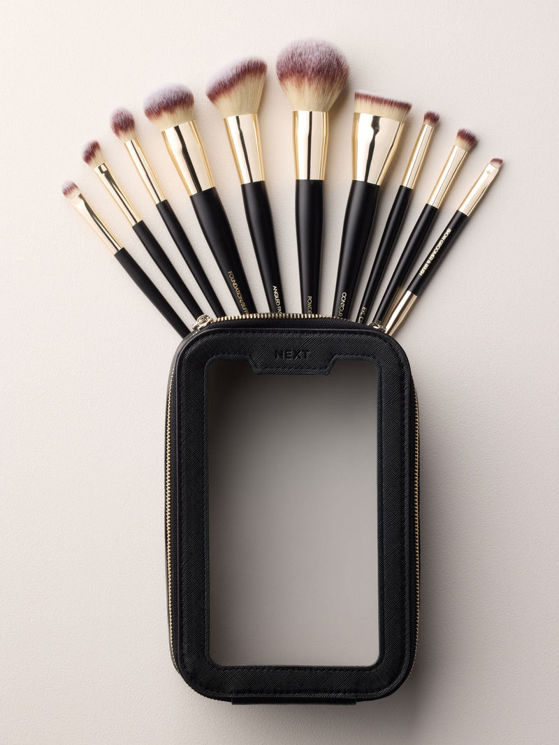 10 piece makeup brush set with travel bag, imported from the UK